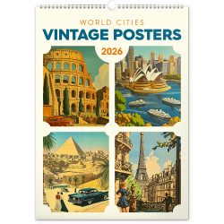 Falinaptár képes  330×460mm Vintage Posters-World Cities Realsystem 2026. Falinaptár Realsystem