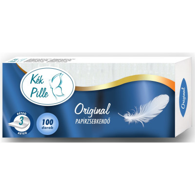 Papírzsebkendő 3 rétegű 100 db/csomag Kék Pille original Papírzsebkendő 3 rétegű 100 db/csomag Kék Pille original