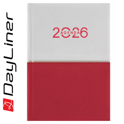 Határidőnapló Contrast B6 heti, fehér lapokkal fehér-piros Dayliner 2027.