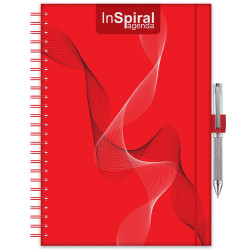 Határidőnapló InSpiral A5 heti, fehér lapokkal piros-piros Dayliner 2026. Határidőnapló Dayliner
