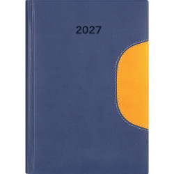 Határidőnapló Memphis A5 napi, fehér lapokkal kék-sárga Dayliner 2027.