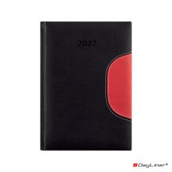 Határidőnapló Memphis B5 heti, fehér lapokkal fekete-piros Dayliner 2027.