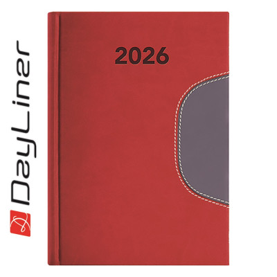 Határidőnapló Memphis B6 heti, fehér lapokkal piros-szürke Dayliner 2027.