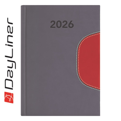 Határidőnapló Memphis B6 heti, fehér lapokkal szürke-piros Dayliner 2027.