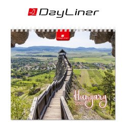Képes asztali naptár 150 x 130 mm, fehér lapokkal Hungary álló mini Dayliner 2026. Asztali naptár Dayliner