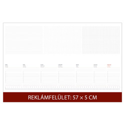 Asztali naptár könyöklő 570 x 380 mm, fehér lapokkal bordó Dayliner 2026. Asztali naptár Dayliner