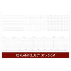 Asztali naptár könyöklő 570 x 380 mm, fehér lapokkal bordó Dayliner 2026. Asztali naptár Dayliner
