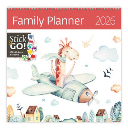 Falinaptár képes 300 x 300 mm, fehér lapokkal Family Planner Dayliner 2026. Falinaptár Dayliner