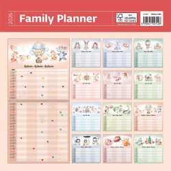 Falinaptár képes 300 x 300 mm, fehér lapokkal Family Planner Dayliner 2026.