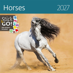 Falinaptár képes 300 x 300 mm, fehér lapokkal Horses Dayliner 2027. Falinaptár Dayliner