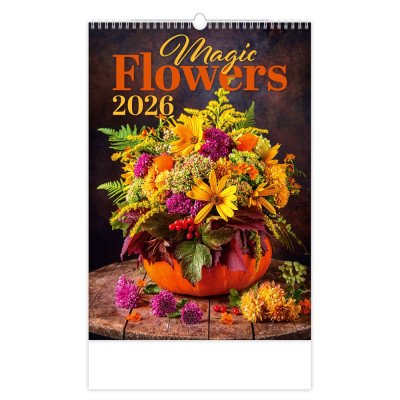 Falinaptár képes 315 x 450 mm, fehér lapokkal Magic Flowers Dayliner 2027.