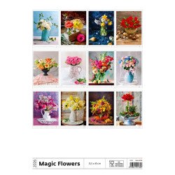 Falinaptár képes 315 x 450 mm, fehér lapokkal Magic Flowers Dayliner 2027.