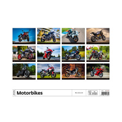 Falinaptár képes 450 × 315 mm, fehér lapokkal Motorbikes Dayliner 2026.