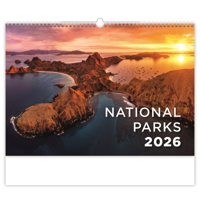 Falinaptár képes 450 × 315 mm, fehér lapokkal National Parks Dayliner 2027.