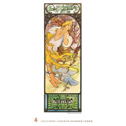 Falinaptár képes 420 × 560 mm, fehér lapokkal Alfons Mucha Dayliner 2027.
