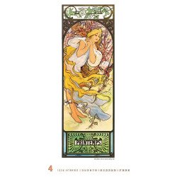 Falinaptár képes 420 × 560 mm, fehér lapokkal Alfons Mucha Dayliner 2027.