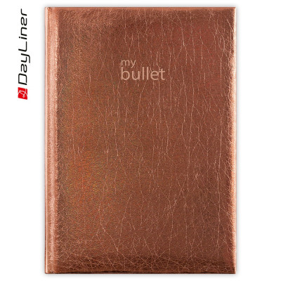 Keménytáblás notesz pontozott vonalozással Mirror A5 Bullet, fehér lapokkal bronz Dayliner 2027.