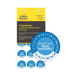 Etikett címke o20mm időjárásálló öntapadó plakett 2025-2030 15 címke/lap 8 ív/csomag Avery kék Etikett - címke Avery