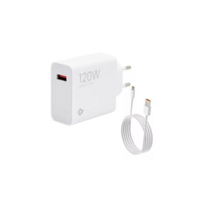 Töltő hálózati XIAOMI USB aljzat (120W, PD gyorstöltő 3.0 + Type-C kábel) fehér