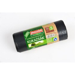 Szemeteszsák újrahasznosított 135 liter 70 x 110 cm 30 mikron 10 db/tekercs Mazzini_fekete Iroda üzemeltetés, munkavédelem Mazzini