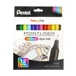 Rostirón, tűfilc készlet, 0,4 mm, Pentel Pointliner 12 klf. szín Író- irodaszer, papíráru Pentel