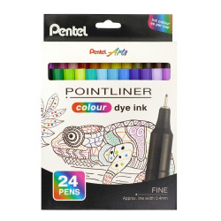 Rostirón, tűfilc készlet, 0,4 mm, Pentel Pointliner 24 klf. szín Író- irodaszer, papíráru Pentel