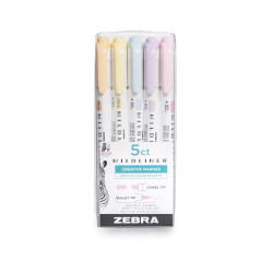 Szövegkiemelő készlet, 1,4/4 mm, kétvégű, Zebra Mildliner Highlighter Gentle, 5 különböző szín Író- irodaszer, papíráru Zebra