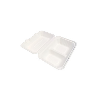 Papírdoboz ételes 2 részes 23 x 15 x 8 cm komposztálható cukornád 125 db/csomag natúr