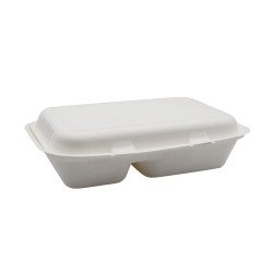 Papírdoboz ételes 2 részes 23 x 15 x 8 cm komposztálható cukornád 125 db/csomag natúr