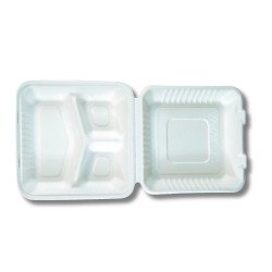 Papírdoboz ételes 3 részes 23 x 23 x 8cm komposztálható cukornád 100 db/csomag natúr Iroda üzemeltetés, munkavédelem Egyéb
