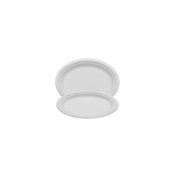 Papírtányér ovális 25,4  x 19,05 cm komposztálható cukornád 125 db/csomag natúr Iroda üzemeltetés, munkavédelem Egyéb