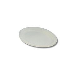 Papírtányér ovális 25,4  x 19,05 cm komposztálható cukornád 125 db/csomag natúr