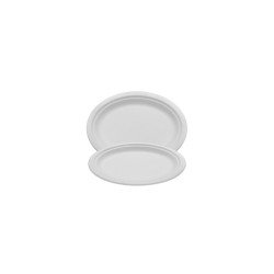 Papírtányér ovális 25,4  x 19,05 cm komposztálható cukornád 125 db/csomag natúr Iroda üzemeltetés, munkavédelem Egyéb