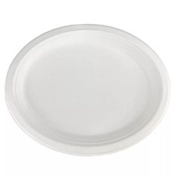 Papírtányér ovális 25,4  x 19,05 cm komposztálható cukornád 125 db/csomag natúr