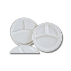 Papírtányér 3 részes 25,4 cm komposztálható cukornád 125 db/csomag natúr Iroda üzemeltetés, munkavédelem Egyéb