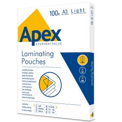 Lamináló fólia A3, 80 mic. 100 db/doboz, Apex Light Irodatechnika, kellékei Apex