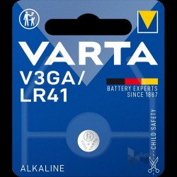 Gombelem V3GA/LR41 1 db/csomag, Varta Elem, akkumulátor, töltő Varta
