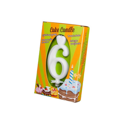 Számgyertya csomagolt 6 fehér