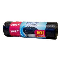 Szemeteszsák 60 iter 60 x 70 cm 25 mikron 10 db/tekercs York_090520 fekete Iroda üzemeltetés, munkavédelem York