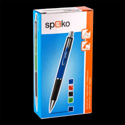 Golyóstoll nyomógombos Spoko, vegyes testszín, írásszín kék