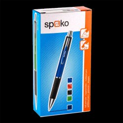 Golyóstoll nyomógombos Spoko, vegyes testszín, írásszín kék