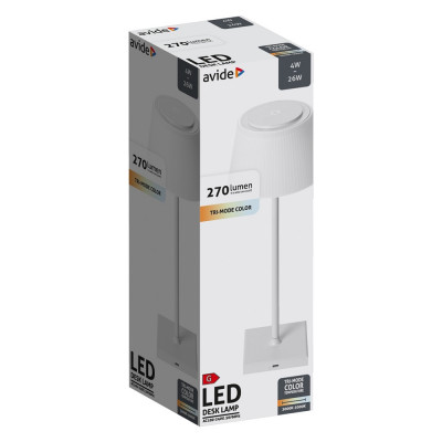 Asztali LED lámpa, USB, 4W, 4000K, AVIDE, fehér