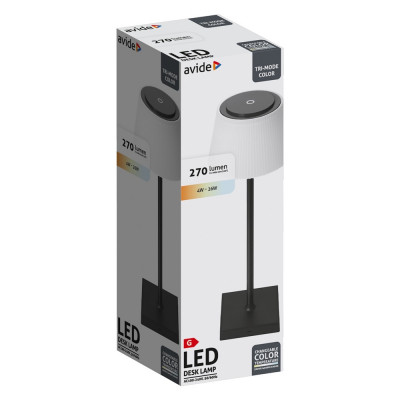 Asztali LED lámpa, USB, 4W, 4000K, AVIDE, fekete