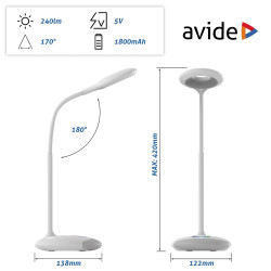 Asztali LED lámpa, RGB, 4W, 4000K, AVIDE, fehér