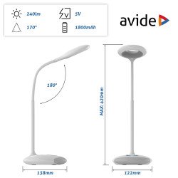 Asztali LED lámpa, RGB, 4W, 4000K, AVIDE, fehér