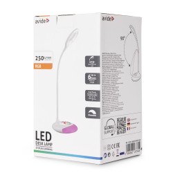 Asztali LED lámpa, RGB, 4W, 4000K, AVIDE, fehér Iroda üzemeltetés, munkavédelem Avide