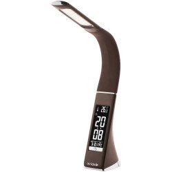 Asztali LED lámpa, kijelzős, 6W, 5000K, AVIDE, barna