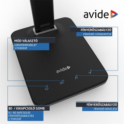 Asztali LED lámpa, Nathan, kijelzős, 6W, 5000K, AVIDE, fekete