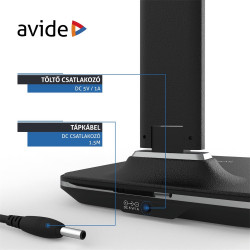 Asztali LED lámpa, Nathan, kijelzős, 6W, 5000K, AVIDE, fekete