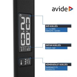 Asztali LED lámpa, Nathan, kijelzős, 6W, 5000K, AVIDE, fekete